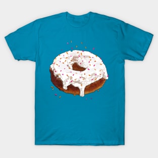 White chocolate doughnut topped with pink & orange sprinkles T-Shirt